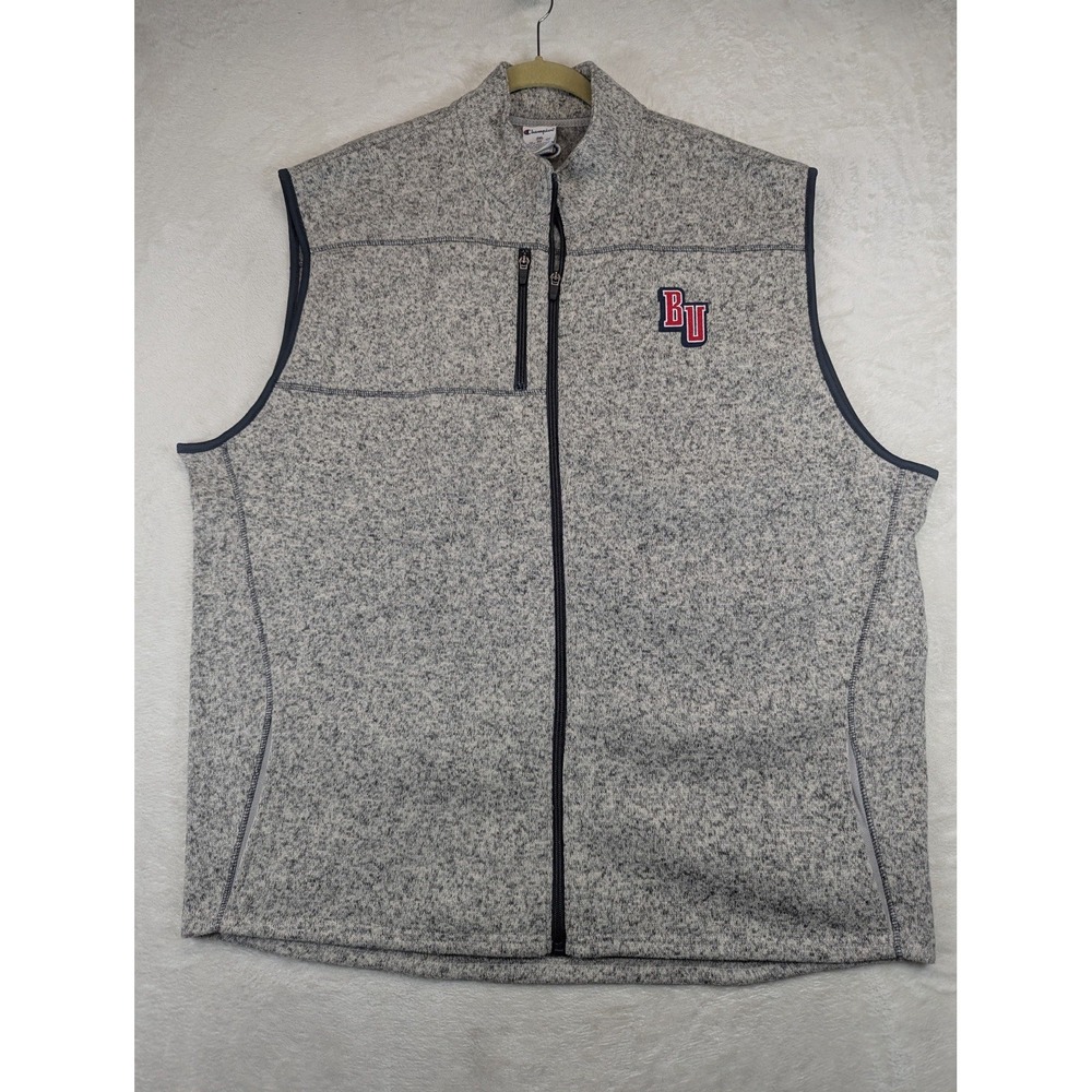 Baylor Bears Champion Vest Mens 2XL Gray Sweater Fleece Full Zip BU College